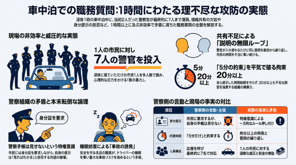 【車中泊職質 INDEX】理不尽な警察官7人との1時間にわたる攻防