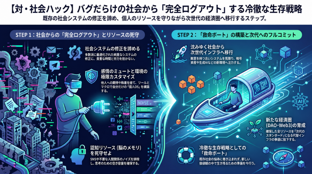 【対・社会ハック | INDEX】修正は諦めろ。バグだらけの社会を見限るマイノリティーの冷徹な生存戦略