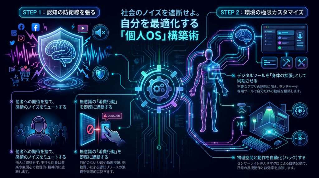 【対・社会ハック | 完璧な個人OSの構築 #2】 感情のミュートと環境の極限カスタマイズ。視界からノイズを排除せよ