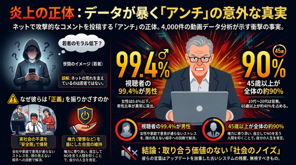 【4000件の動画コメント】正義を振りかざすアンチの正体。炎上動画の視聴者データが暴いた「ネットの闇」